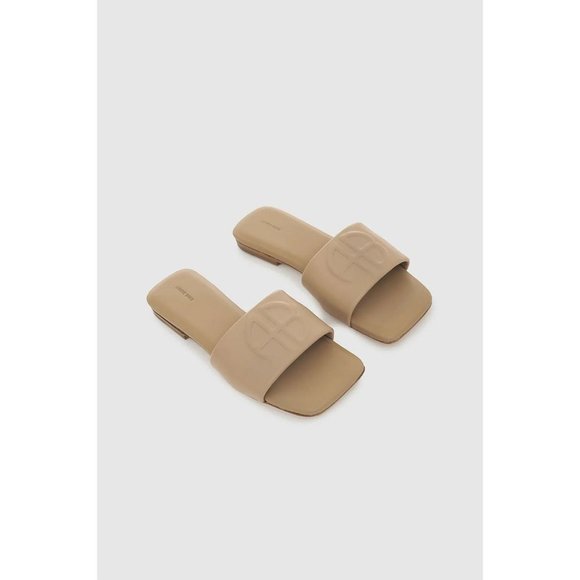 Anine Bing Shoes - ANINE BING Ria Slides in Butterscotch Monogram 37 7 With Box Womens Sandals